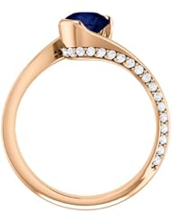14K Rose Gold 6.00mm Round Cut Chatham Created Sapphire and Diamond Ring -- LIFETIME WARRANTY