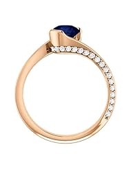 14K Rose Gold 6.00mm Round Cut Sapphire and Diamond Ring -- LIFETIME WARRANTY