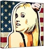 Pussycat Dolls - Pop Art Print (Comic Effect; Grungy Stars & Stripes Background) 50 x 50 x 2 cm Large Square Deep Box Canvas
