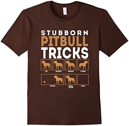 Men's Stubborn Pitbull Dog Training Tricks Graphic T-Shirt Tee     2XL Brown