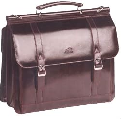 Mancini Burgundy Double Flap Leather Briefcase Laptop