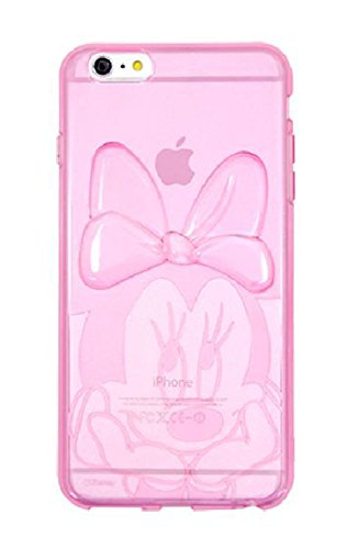 Disney Genuine Hard Clear Bumper Case Collection Clear Donald Duck, Clear Daisy Duck, Clear Mickey, Clear Minnie, Pink, Sky Blue, Gray, Brown, Orange Mickey Minnie for iPhone 6 plus (Jelly Minnie Pink)