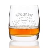 Produkt-Bild: Privatglas Whiskeyglas (Bohemia) mit kostenloser Gravur - Motiv: Geniesser - mit Wunschname und Geburtsjahr