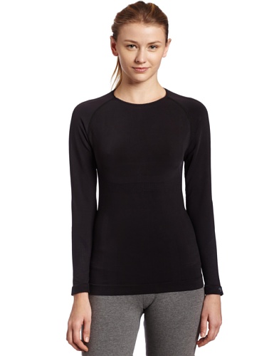 Duofold Womens Midweight Seamless Long Sleeve Crew,Black,Small/Medium