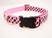 Xsmall Pink/Black Herringbone - Nylon Webbing Dog Collar: 1/2" wide, Adjusts 6-12".