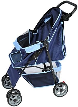 4 WHEELS PET STROLLER FOR CATS AND DOGS UP TO 50 POUNDS, NAVY BLUE