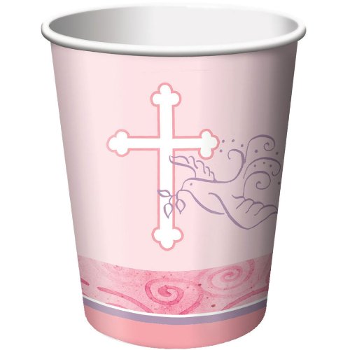 Faithful Dove Pink 9 oz. Paper Cups (8) Party Supplies