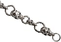 Skulls Silver Tone Pewter Chain Link Bracelet