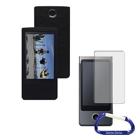 Gizmo Dorks Silicone Case Cover (Black) and Screen Protector with Carabiner Key Chain for the Sony Bloggie Touch Camera