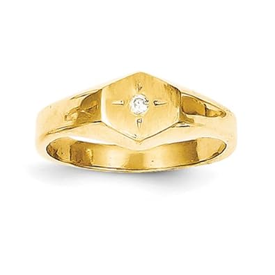 Cheap Girls Jewelry 14k Childs Rough Diamond Signet Ring - Size 3 - JewelryWeb For Sale