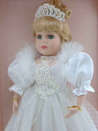 Baby Doll, Genuine Collectible Porcelain Handcrafted Doll with Green Eyes from the Victorian Rose Collection with Tiara in