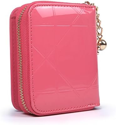 Deanna Rich Womens short purse Zipper leather Clutch Wallet(Rose red)