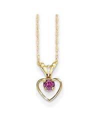 MadiK® Childrens 14K Yellow Gold Rhodalite Garnet Birthstone Heart Necklace 15"