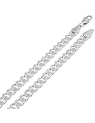 6MM Thick 14k Heavy White Gold Plated Concave Cuban Link Curb Chain Necklace - Lifetime Warranty
