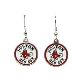 Boston Red Sox Dangle Earrings Sculpted Pewter