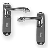 Chrome Door Handles Lever, Lock or Bathroom Pair Of New (Lever Lock) by Bridewell Ironmongery [並行輸入品