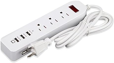 WOLife 3-AC Outlet Smart Surge Protector Power Strip with 3 USB Charging Ports for Home / Office / Travel - 1.8M / 6 Ft Cord, White