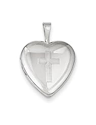 Sterling Silver 16mm Cross Heart Locket