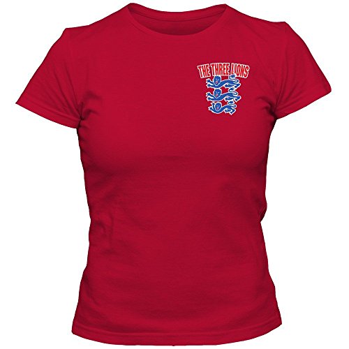 England EM 2016 #5 T-Shirt | Damen | Three Lions | Fußball | Trikot | 100% Baumwolle | Kurzarm, Farbe:Rot (Red L191);Größe:L