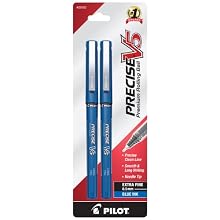 Pilot Precise V5 Stick Rolling Ball Pens, Extra Fine Point, 2-Pack, Blue Ink (25002)