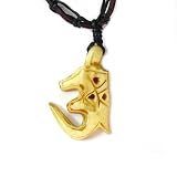 Hindu OM / AUM Carving from Organic Cow Bone with Leather and Cord Necklace