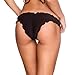 COQUETA Brazilian Waved Bikini Bottom Swimsuit Scrunch Swimwear Samba BLACK