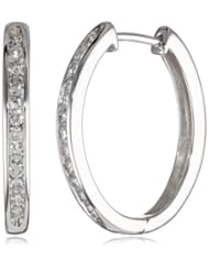 Womens 10k Gold Round-Cut Diamond Oval Shape Hoops Earrings (1/2 cttw, I-J Color, I2 Clarity)