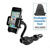 Car Mount and Charger w/ USB Port for Universal (Black) (Includes OrionGadgets Accessories Pouch)