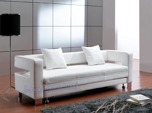 Contemporary Furniture Modern White Leather Sofa Bed Sleeper