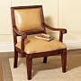 Jamestown Landing Accent Chair - Lightly Distressed "Deep Cherry" Finish with Tan Leather