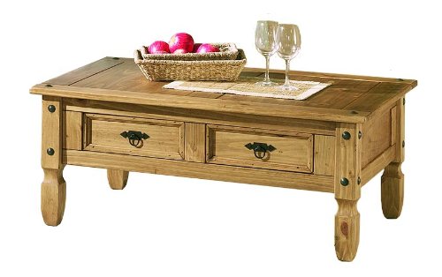 Ambientehome 57046 Couchtisch Donez Kiefer massiv antik gewachst T/B/H 77 x 107 x 46 cm
