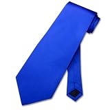 100% SILK Solid Dark BLUE Neck Tie. Mens NeckTie.