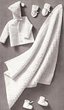 Vintage Knitting PATTERN to make - Baby Hooded Sweater Set Blanket Booties. NOT a finished item. This is a pattern and/or instructions to make the item only.