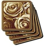 Jaclinart Garden Nature Florals Flowers Roses Bouquet - Close up of dreamy rich tan rose bouquet - Coasters