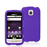 Purple Silicone Rubber Gel Soft Skin Case Cover for LG Optimus M MS690 Metr ....
