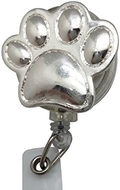 ID Badge Holder DOG PAW- Retractable ID Name Tag Badge Reel - Clip On With Spring Pinch Clip For Name Badges &amp; Labels ***Warranty***