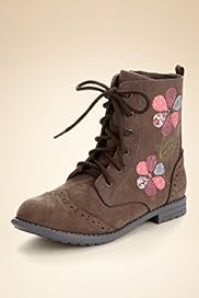 Younger Girls Leather Floral Embroidered Boots