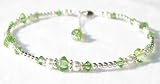 Damali .925 Sterling Silver Anklets August Peridot Swarovski Crystal Ankle Bracelets