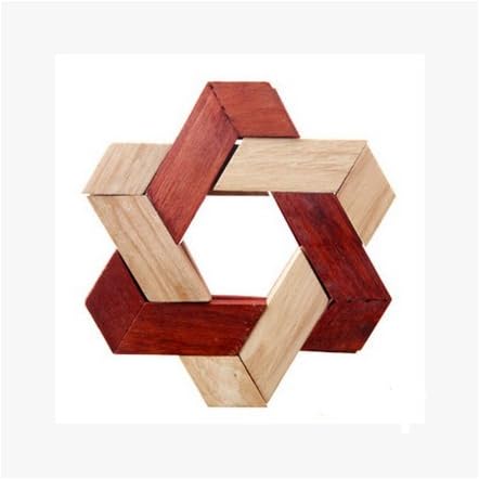 HSE Children's Unlock Wooden Toys Creative Toy Novelty Jigsaw Puzzle Three-Dimensional Jigsaw Puzzle Enlightenment Over 3 Years Old Baby Preschool Educational Toy Building Blocks Also As a Christmas and Birthday Gift - Star of David