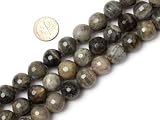 14mm Round faceted Gemstone labradorite bead strand 15"