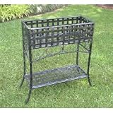 Wrought Iron Planter Box - Lattice Design (Black Antique Pewter) (30H x 24W x 10D)