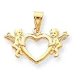 14k POL 2 AngelS ON OPEN Heart Pendant