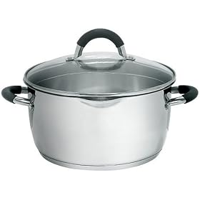 Ready Steady Cook Bistro 24cm Stainless Steel Casserole with Glass Lid, Silver and Black