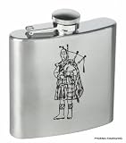 Drinks Are On Me Stainless Steel 6oz Hip Flask Gift, Scottish Piper Design, Gift Box & Funnel Included