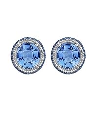 22.42ct Blue Diamond Topaz Diamond Earrings 14k Gold