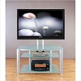 Silver Frame and Frosted Glass VTI HFR 403 Flat Panel TV Stand Screen Rack