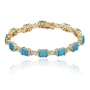 Yellow Gold Plated Sterling Silver Turquoise, Lab Created Opal, Blue Topaz and Diamond Accent Bracelet, 7.25"