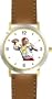 Football Quarterback Throwing Ball Football Theme - WATCHBUDDY� DELUXE TWO-TONE THEME WATCH - Arabic Numbers - Brown Leather Strap-Children's Size-Small ( Boy's Size & Girl's Size )