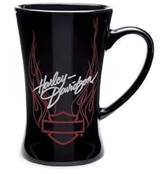 Harley-Davidson&reg; Tall Bar & Shield with Flames Mug. Set of four. 12 oz. ceramic mug with a feminine motif. 99340-08VW