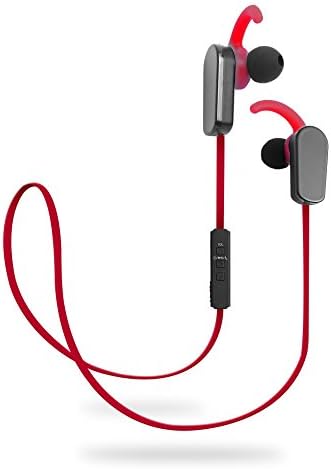 Jarv NMotion PLUS Sport Wireless Bluetooth 4.0 Stereo Earbuds w/ Built in Microphone and New Earfin Stabilizer Design - Red